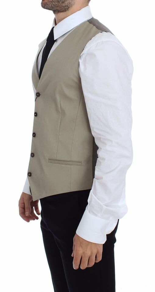 Dolce & Gabbana Beige Cotton Dress Vest Blazer Jacket Dolce & Gabbana