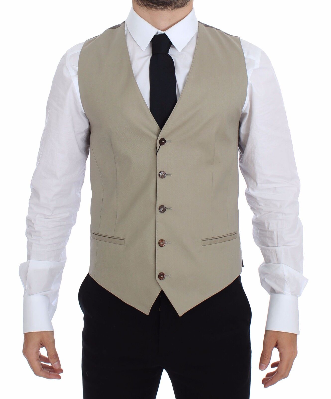 Dolce & Gabbana Beige Cotton Dress Vest Blazer Jacket Dolce & Gabbana