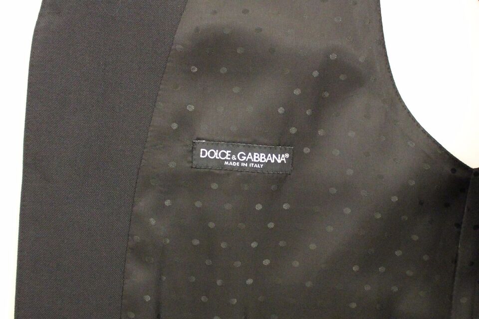 Dolce & Gabbana Black Wool Silk Stretch Dress Vest Blazer Dolce & Gabbana