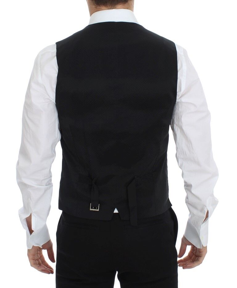 Dolce & Gabbana Black Wool Silk Stretch Dress Vest Blazer Dolce & Gabbana
