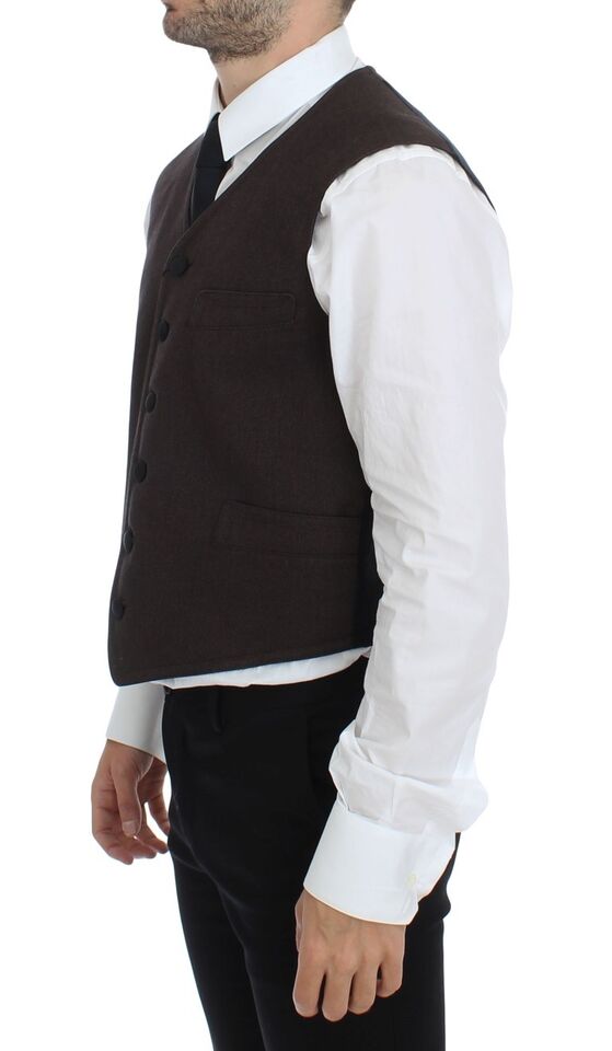 Dolce & Gabbana Brown Cotton Blend Dress Vest Gilet - Eljoys Fashion 