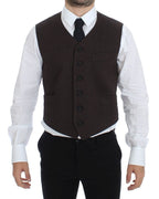 Dolce & Gabbana Brown Cotton Blend Dress Vest Gilet - Eljoys Fashion 