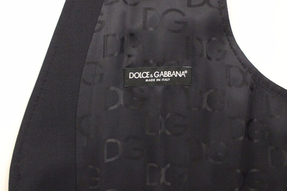 Dolce & Gabbana Blue Cotton Stretch Dress Vest Blazer Dolce & Gabbana
