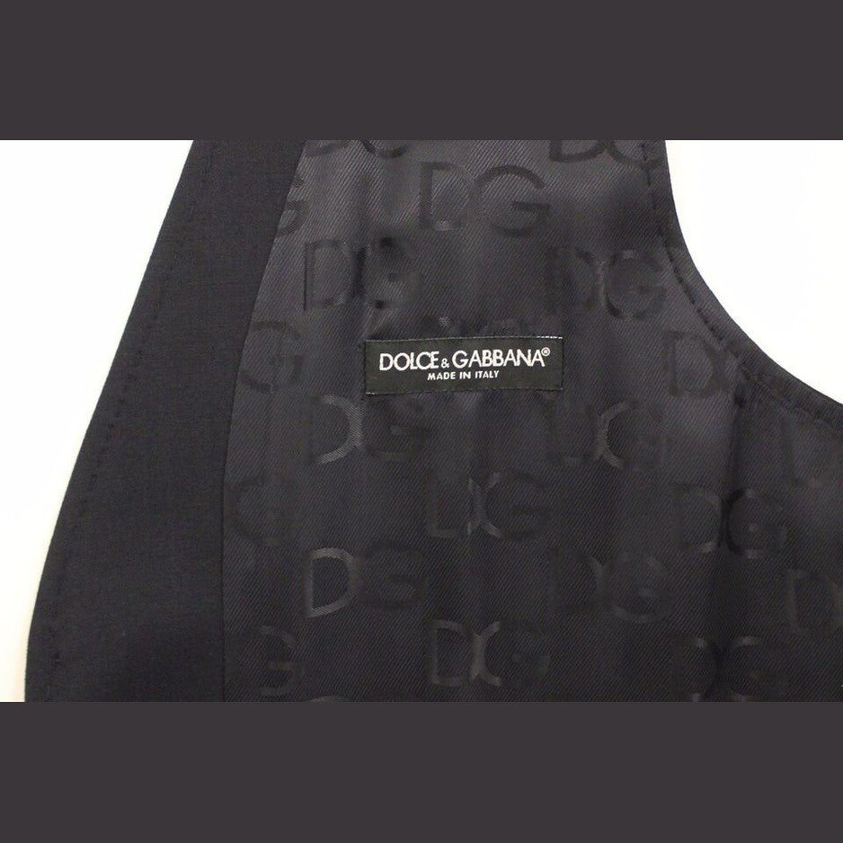 Dolce & Gabbana Gray Striped Wool Silk Dress Vest Gilet