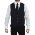 Dolce & Gabbana Gray Striped Wool Silk Dress Vest Gilet
