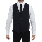 Dolce & Gabbana Gray Striped Wool Silk Dress Vest Gilet