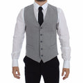 Dolce & Gabbana Gray Cotton Stretch Dress Vest Blazer