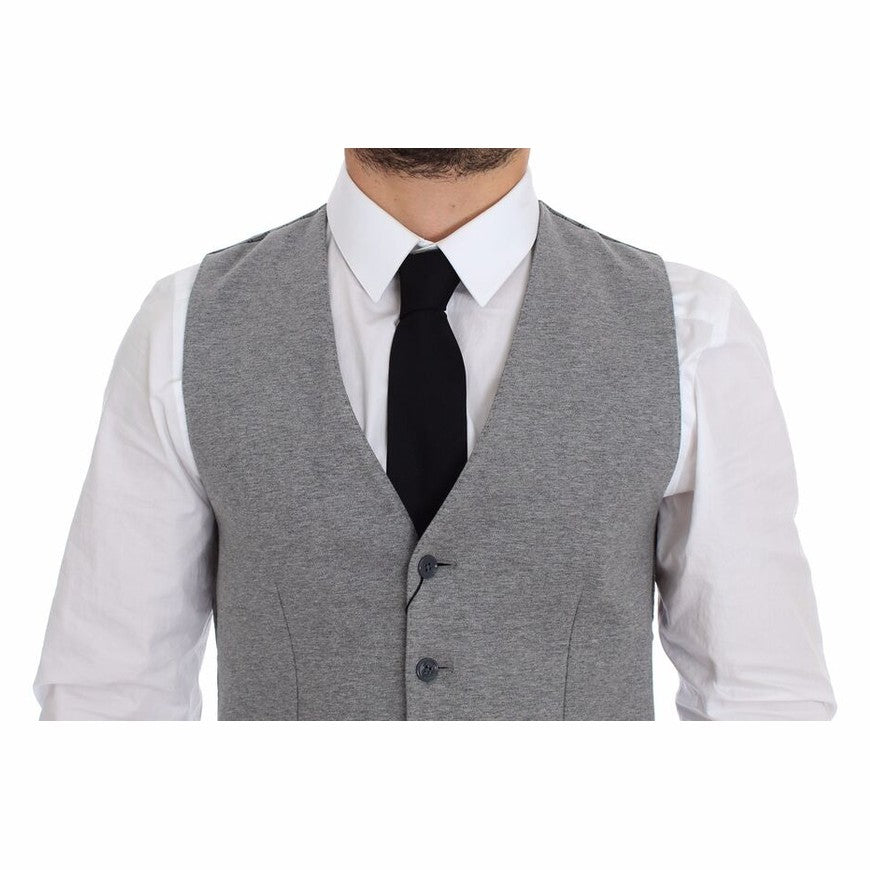 Dolce & Gabbana Gray Cotton Stretch Dress Vest Blazer