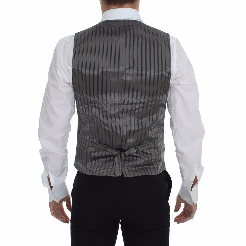 Dolce & Gabbana Gray Cotton Stretch Dress Vest Blazer