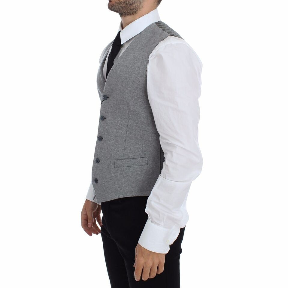 Dolce & Gabbana Gray Cotton Stretch Dress Vest Blazer