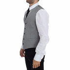 Dolce & Gabbana Gray Cotton Stretch Dress Vest Blazer