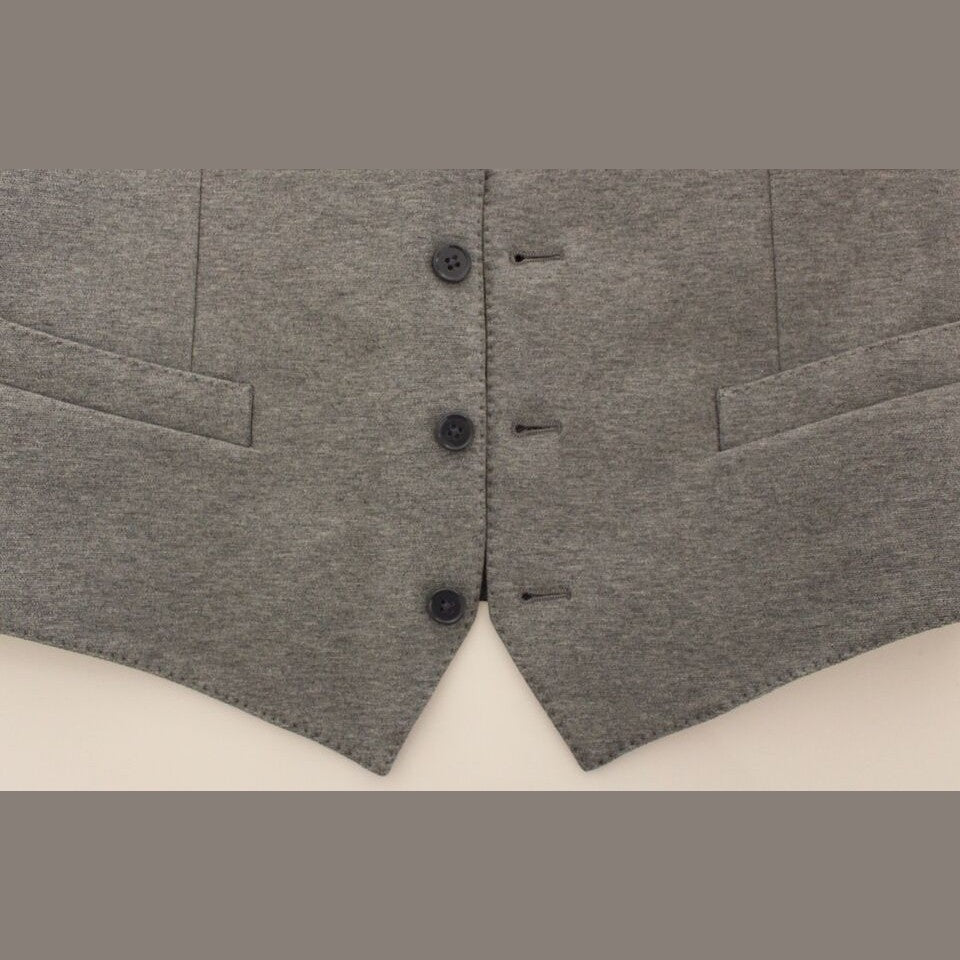Dolce & Gabbana Gray Cotton Stretch Dress Vest Blazer