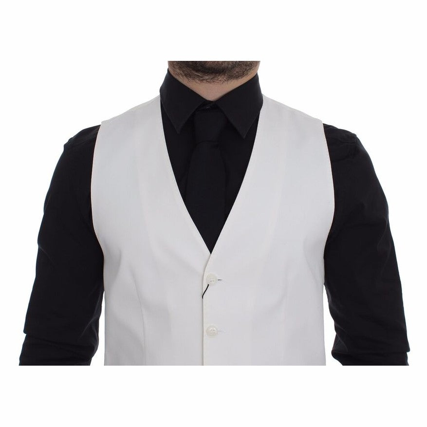 Dolce & Gabbana White Cotton Silk Blend Dress Vest Blazer
