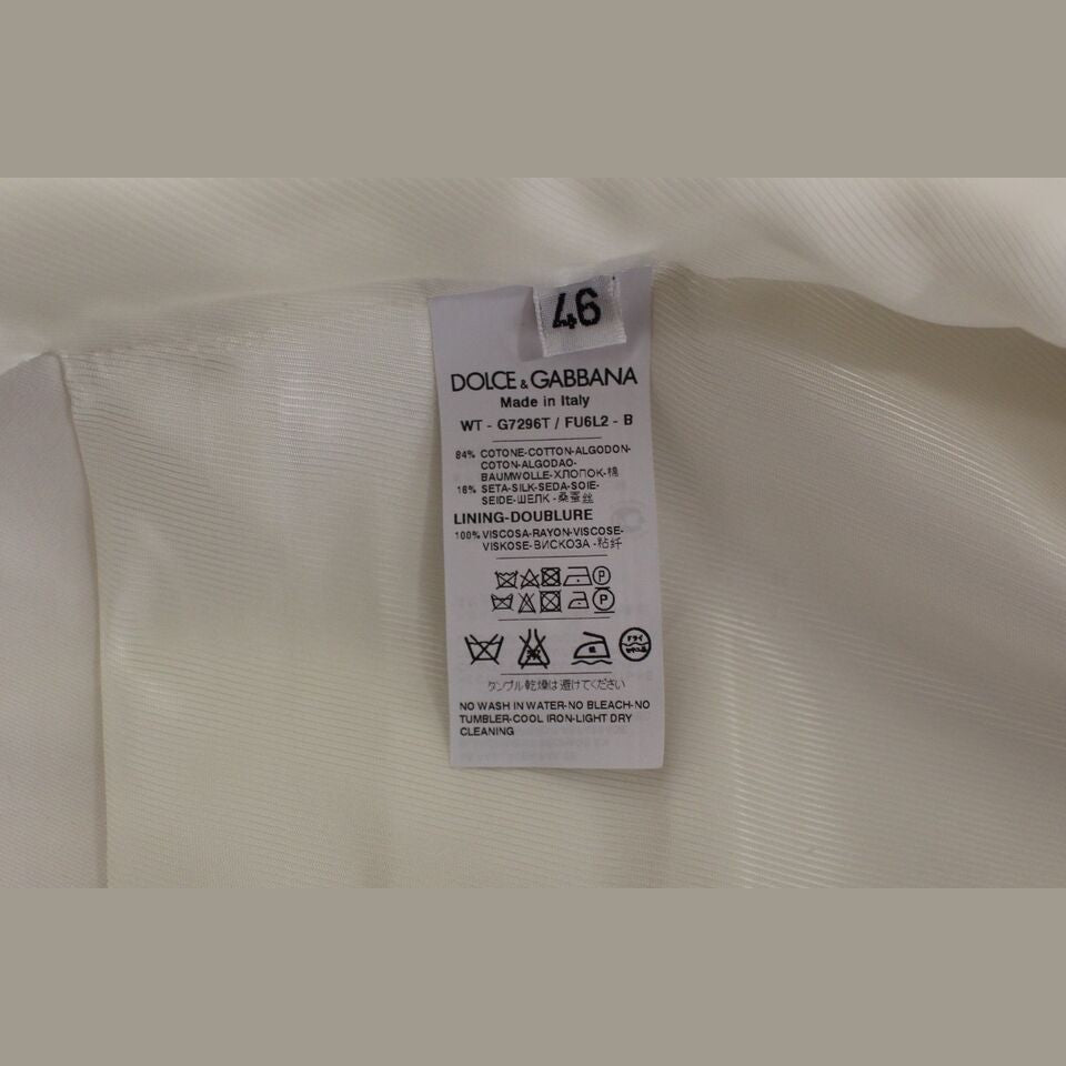 Dolce & Gabbana White Cotton Silk Blend Dress Vest Blazer