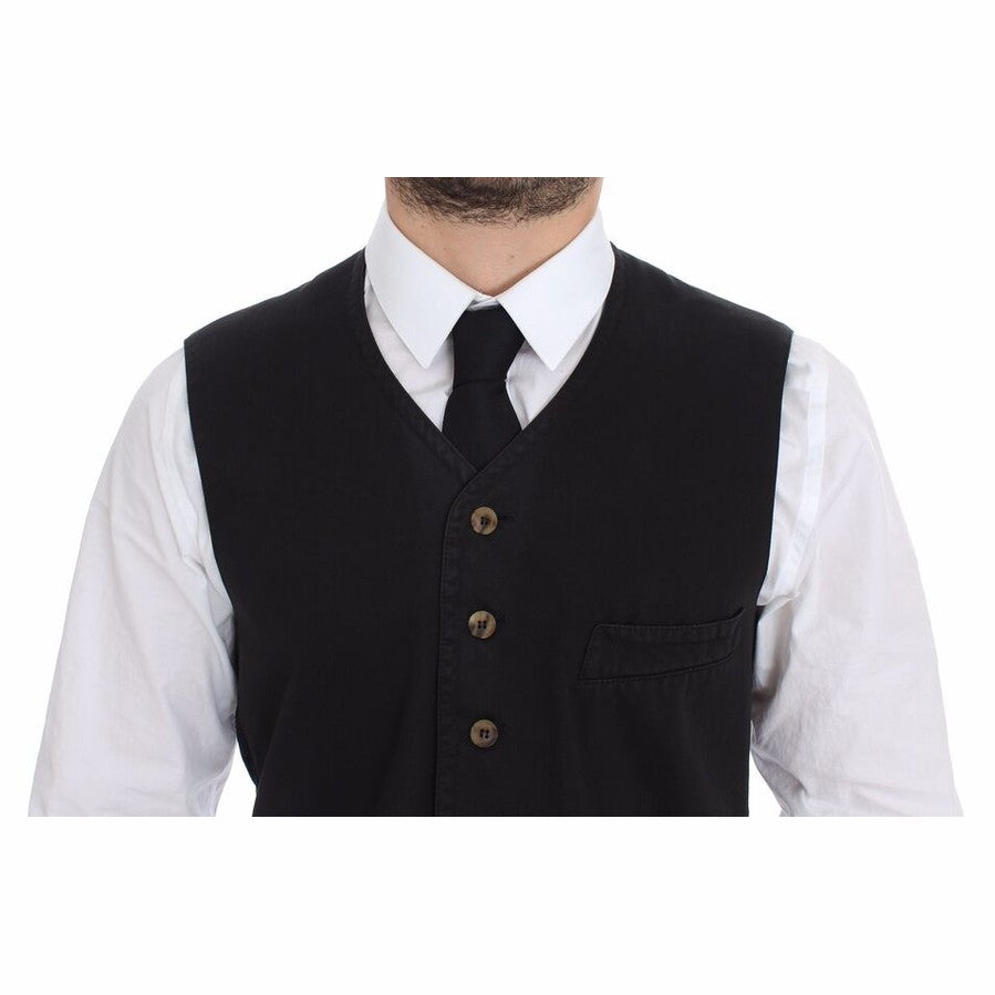Dolce & Gabbana Black Cotton Viscose Dress Vest Blazer