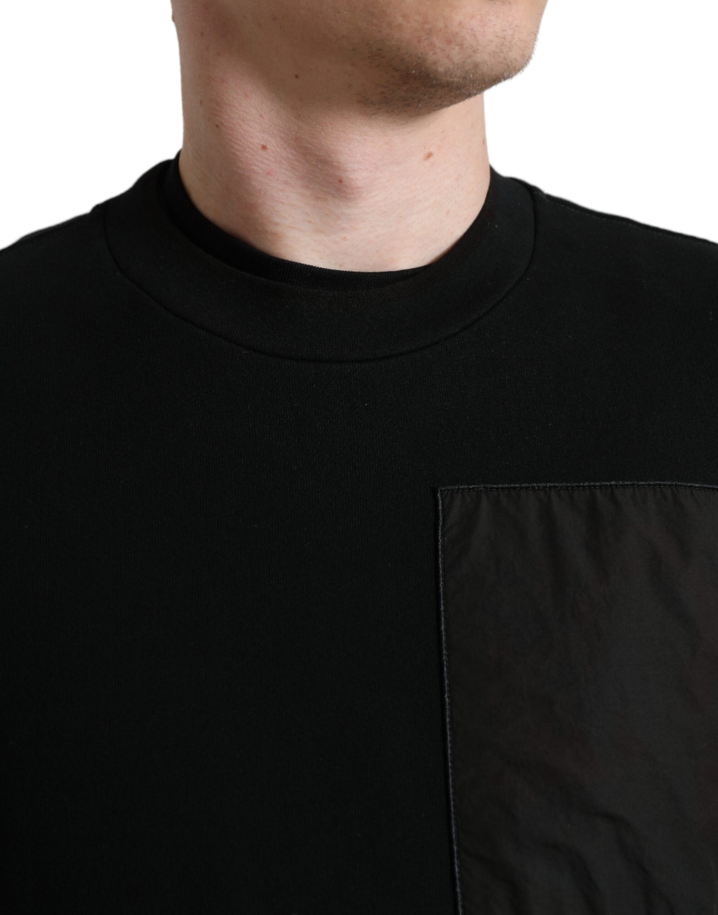 Dolce & Gabbana Black Cotton Crew Neck Men Pullover Sweater Dolce & Gabbana