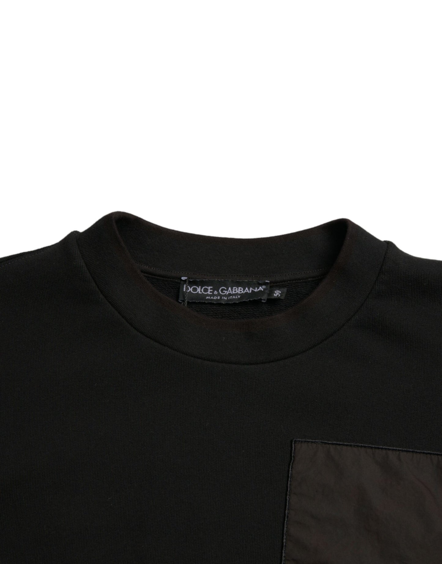 Dolce & Gabbana Black Cotton Crew Neck Men Pullover Sweater Dolce & Gabbana
