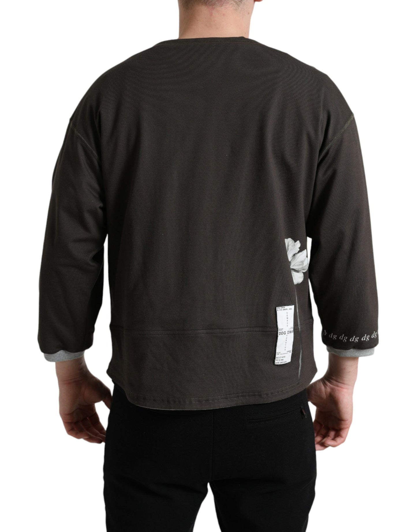 Dolce & Gabbana Dark Gray Cotton Button Down Pullover Sweater Dolce & Gabbana