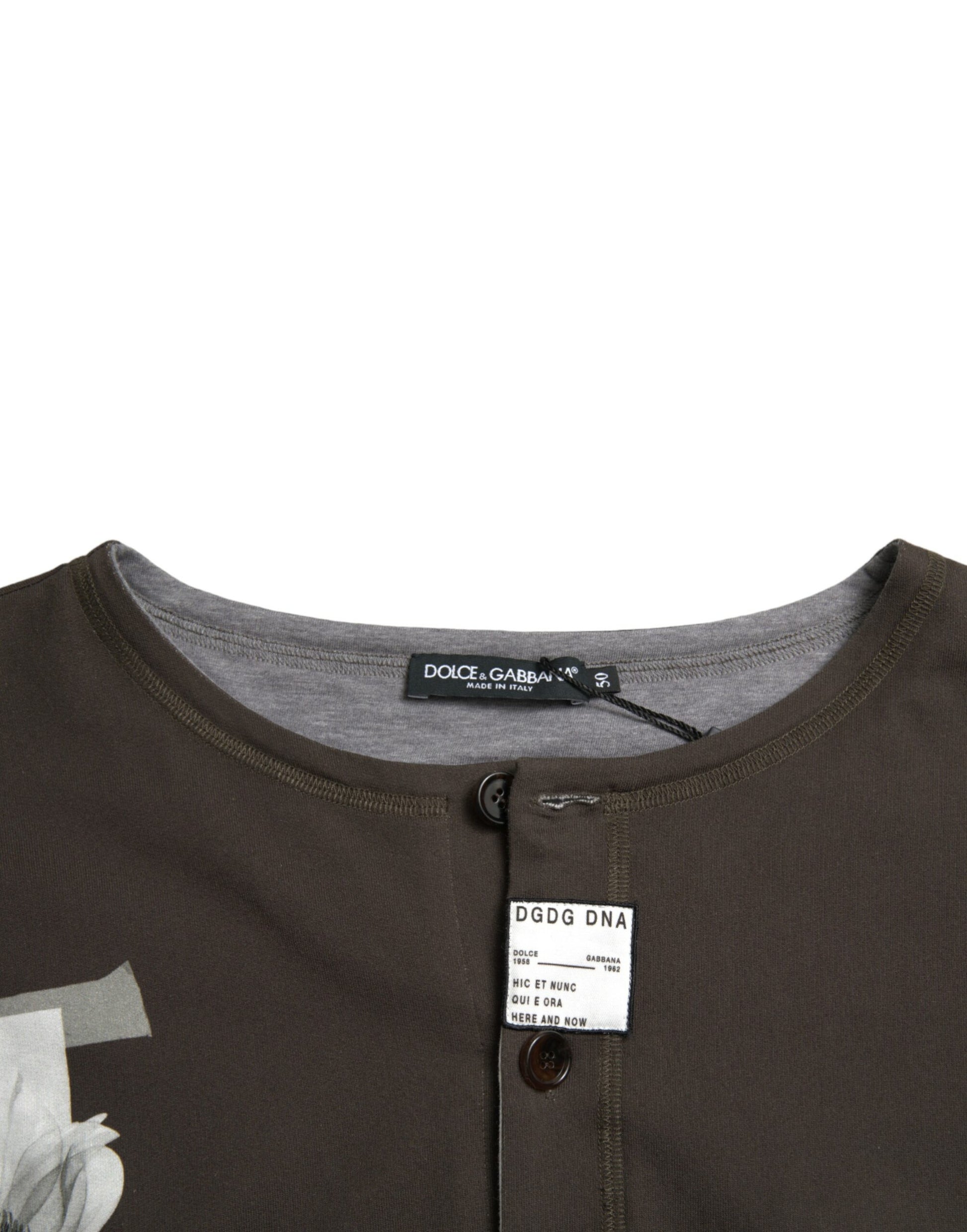 Dolce & Gabbana Dark Gray Cotton Button Down Pullover Sweater Dolce & Gabbana