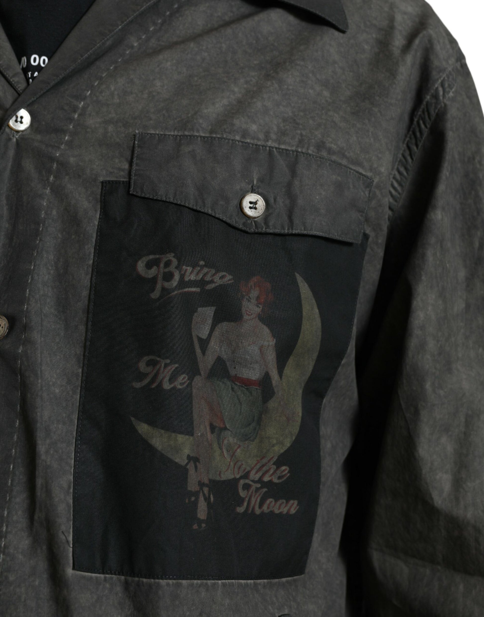 Dolce & Gabbana Dark Gray Cotton Collared Long Sleeves Shirt Dolce & Gabbana