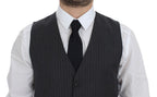Dolce & Gabbana Black Striped Wool Single Breasted Vest - Eljoys Fashion 