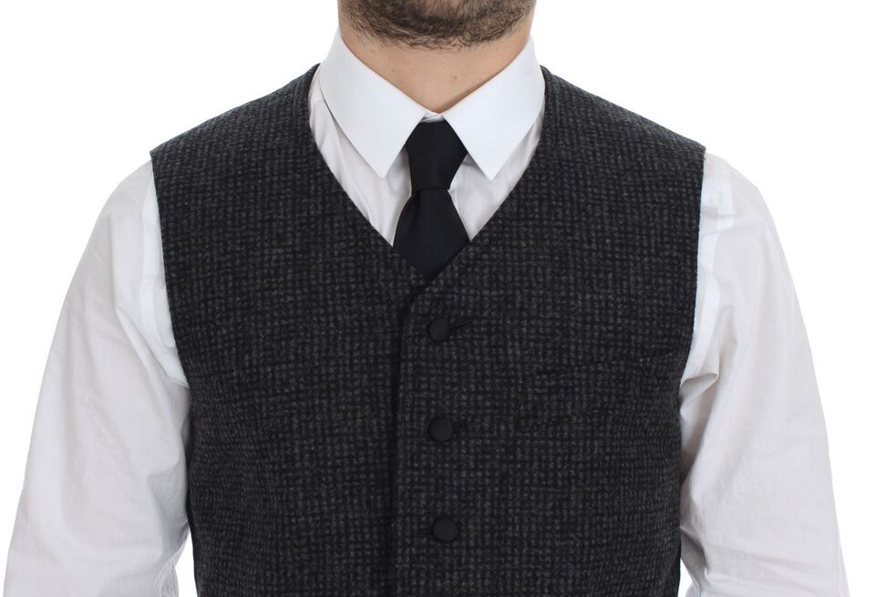 Dolce & Gabbana Gray Wool Blend Vest Gilet Weste - Eljoys Fashion 