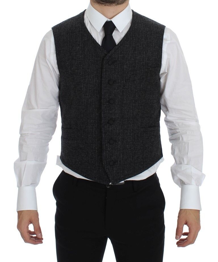 Dolce & Gabbana Gray Wool Blend Vest Gilet Weste - Eljoys Fashion 