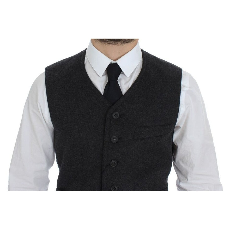 Dolce & Gabbana Gray Wool Blend Vest Gilet Weste