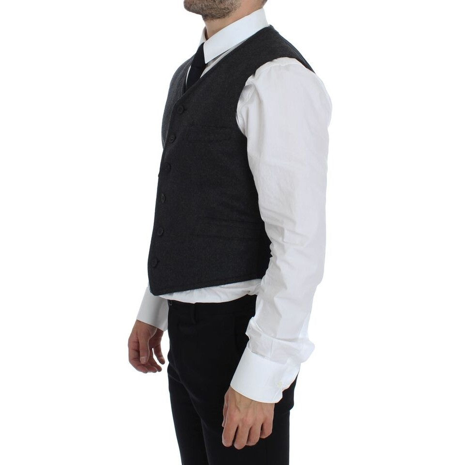 Dolce & Gabbana Gray Wool Blend Vest Gilet Weste