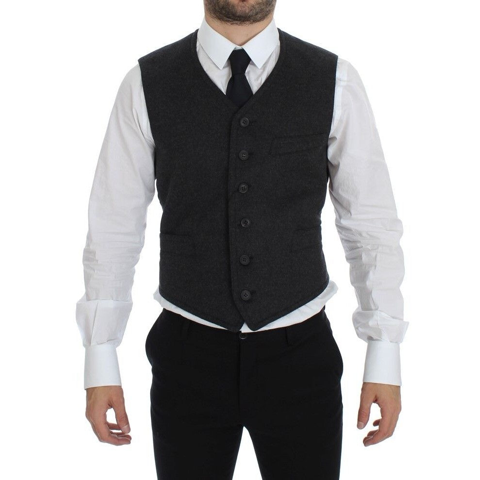Dolce & Gabbana Gray Wool Blend Vest Gilet Weste