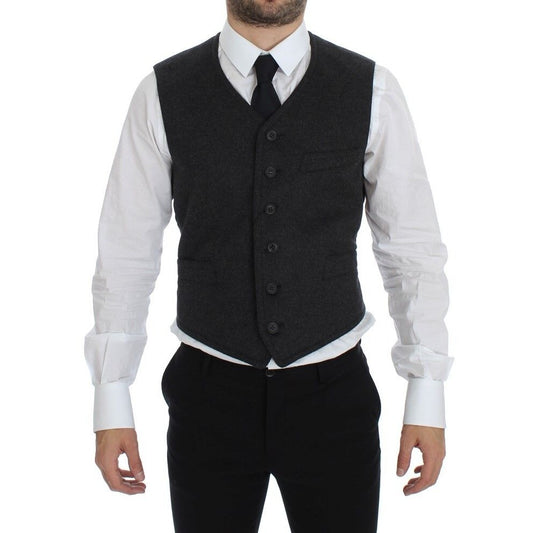 Dolce & Gabbana Gray Wool Blend Vest Gilet Weste