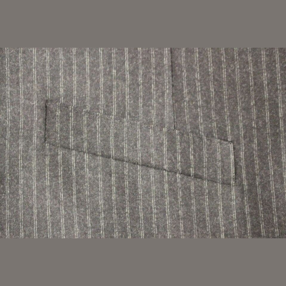 Dolce & Gabbana Gray Striped Wool Single Breasted Vest