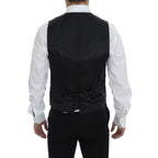 Dolce & Gabbana Black Striped Wool Single Breasted Vest