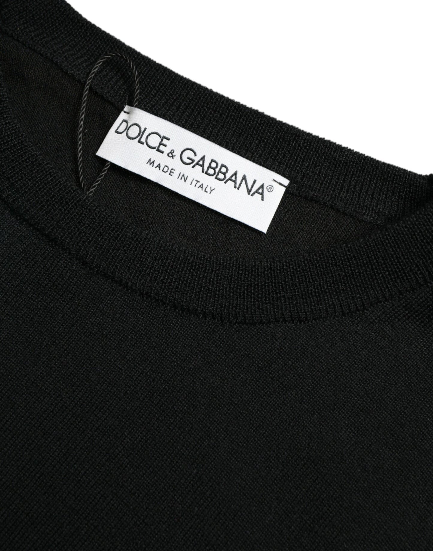 Dolce & Gabbana Black Wool Round Neck Pullover Sweater Dolce & Gabbana