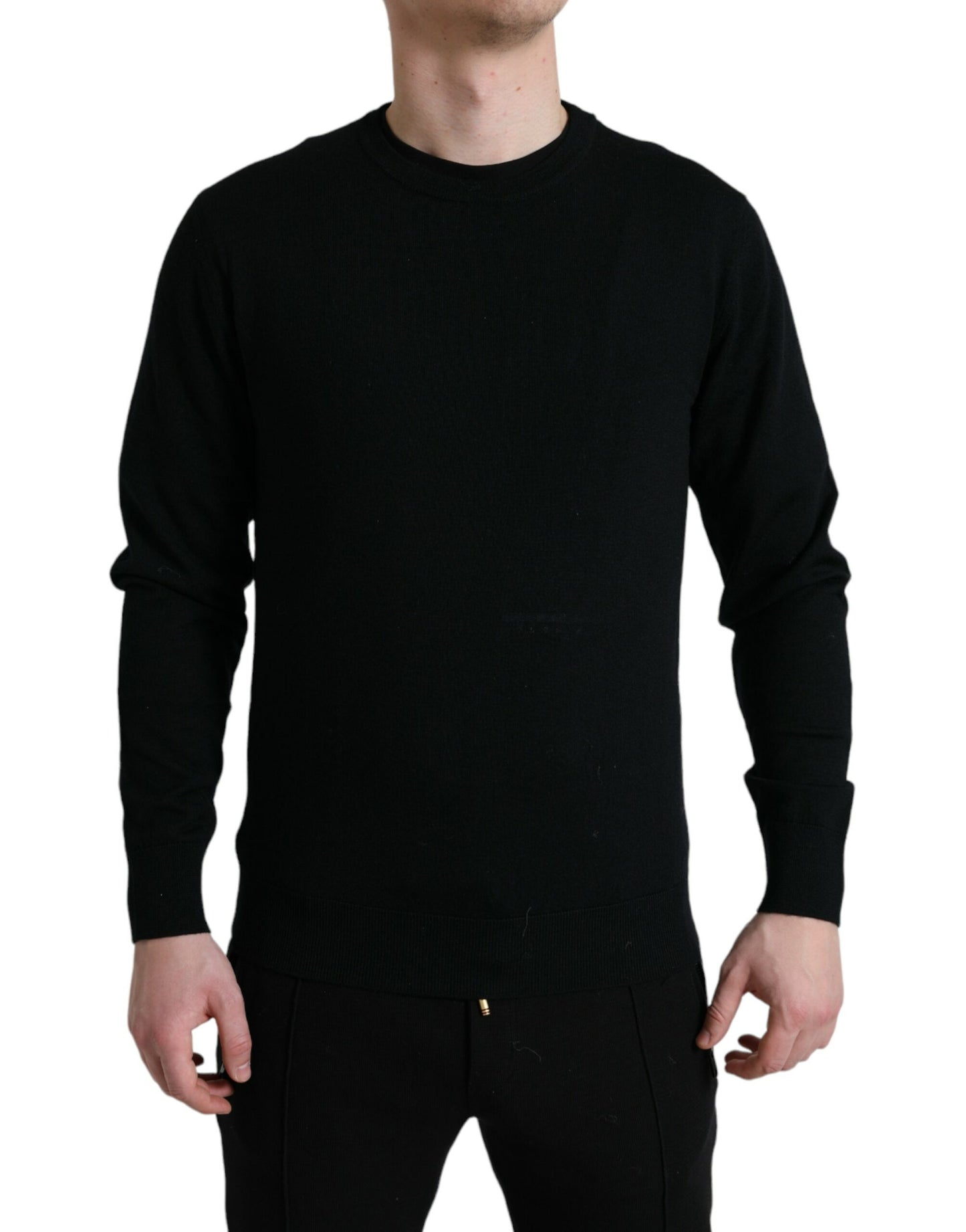 Dolce & Gabbana Black Wool Round Neck Pullover Sweater Dolce & Gabbana