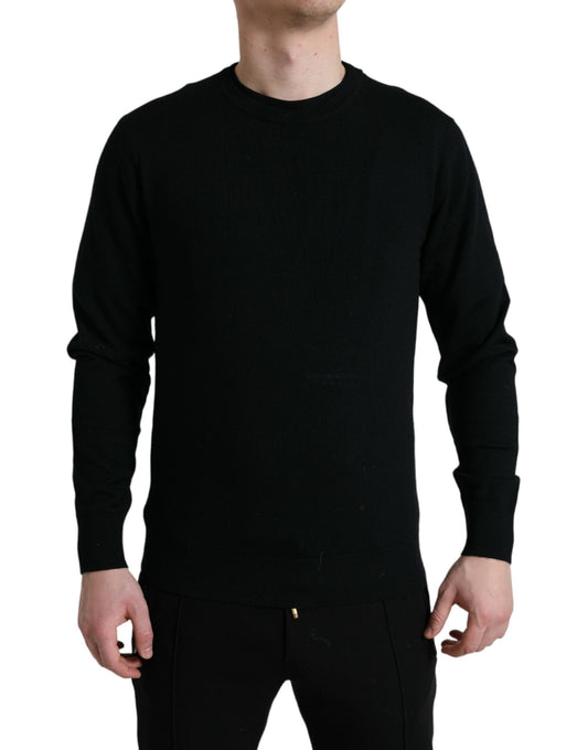Dolce & Gabbana Black Wool Round Neck Pullover Sweater Dolce & Gabbana