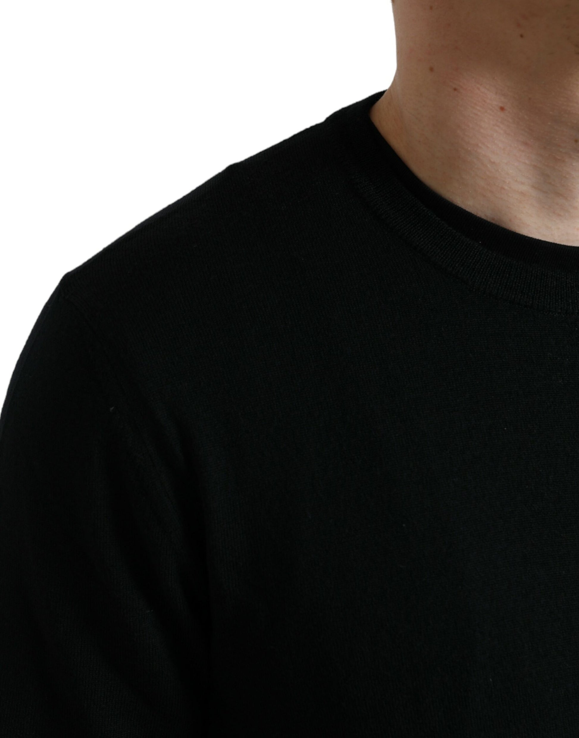 Dolce & Gabbana Black Wool Round Neck Pullover Sweater Dolce & Gabbana