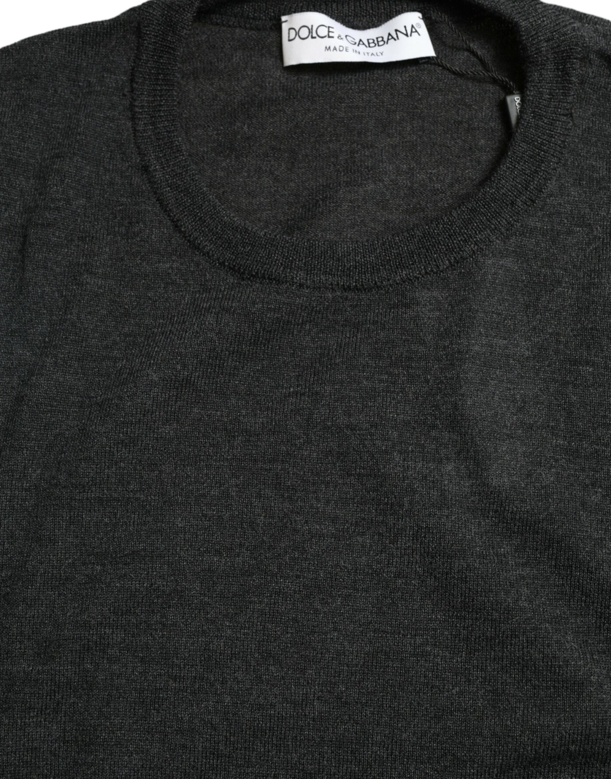 Dolce & Gabbana Gray Wool Round Neck Pullover Sweater Dolce & Gabbana
