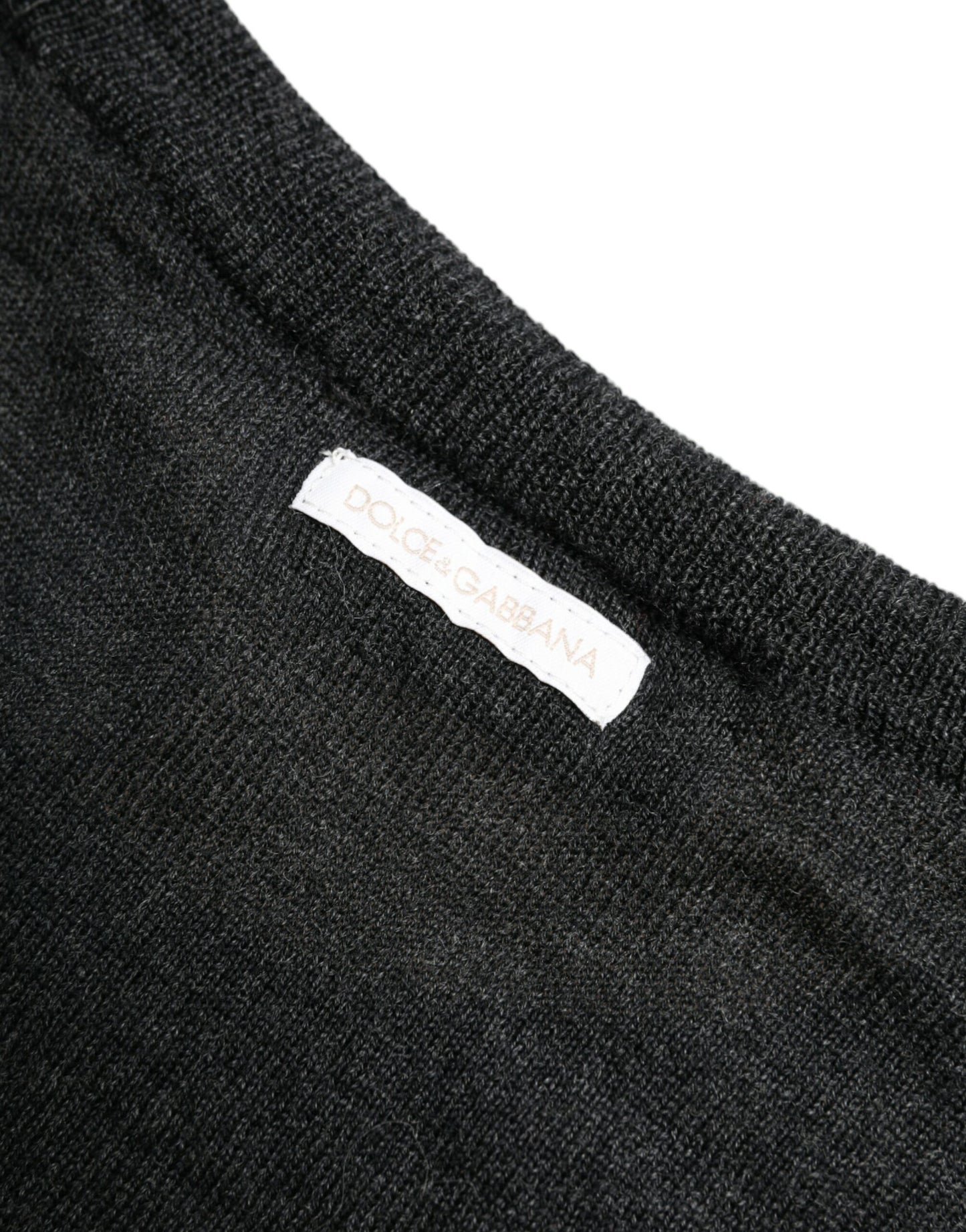 Dolce & Gabbana Gray Wool Round Neck Pullover Sweater Dolce & Gabbana