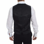 Dolce & Gabbana Gray Striped Wool Logo Vest Gilet Weste