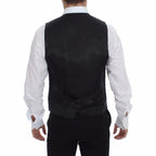 Dolce & Gabbana Gray Striped Wool Logo Vest Gilet Vests