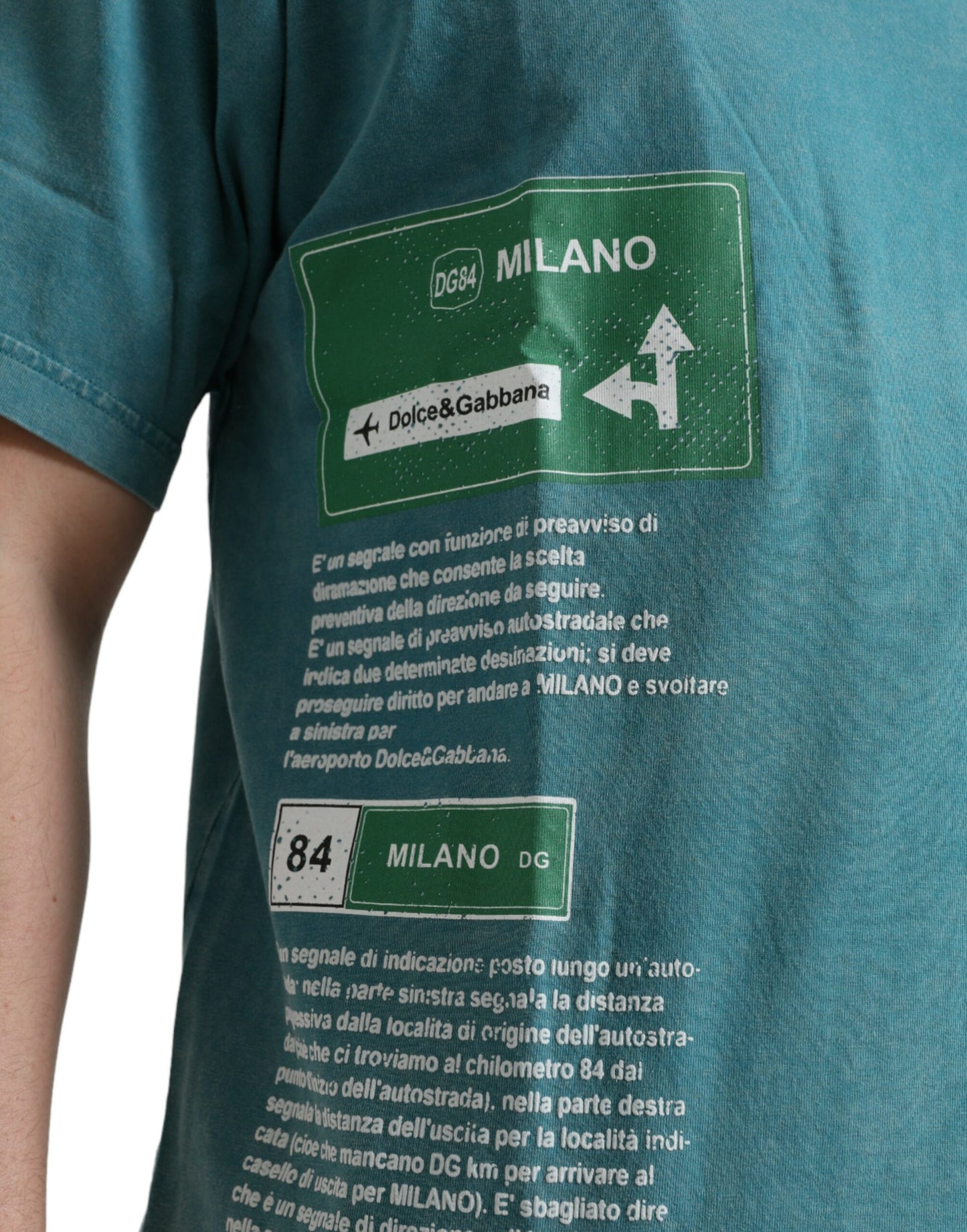 Dolce & Gabbana Blue Cotton Milano Street Round Neck T-shirt Dolce & Gabbana