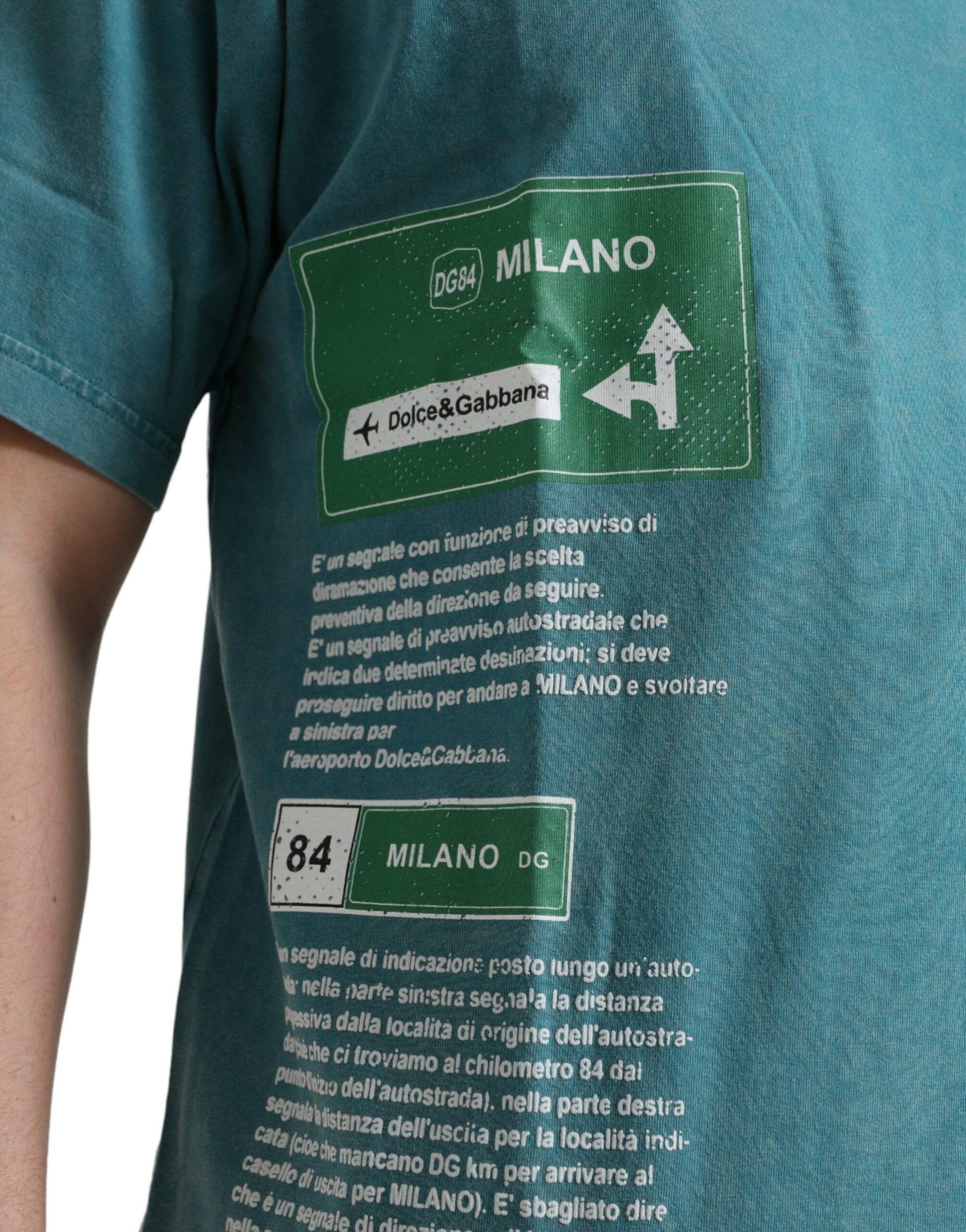 Dolce & Gabbana Blue Cotton Milano Street Round Neck T-shirt Dolce & Gabbana