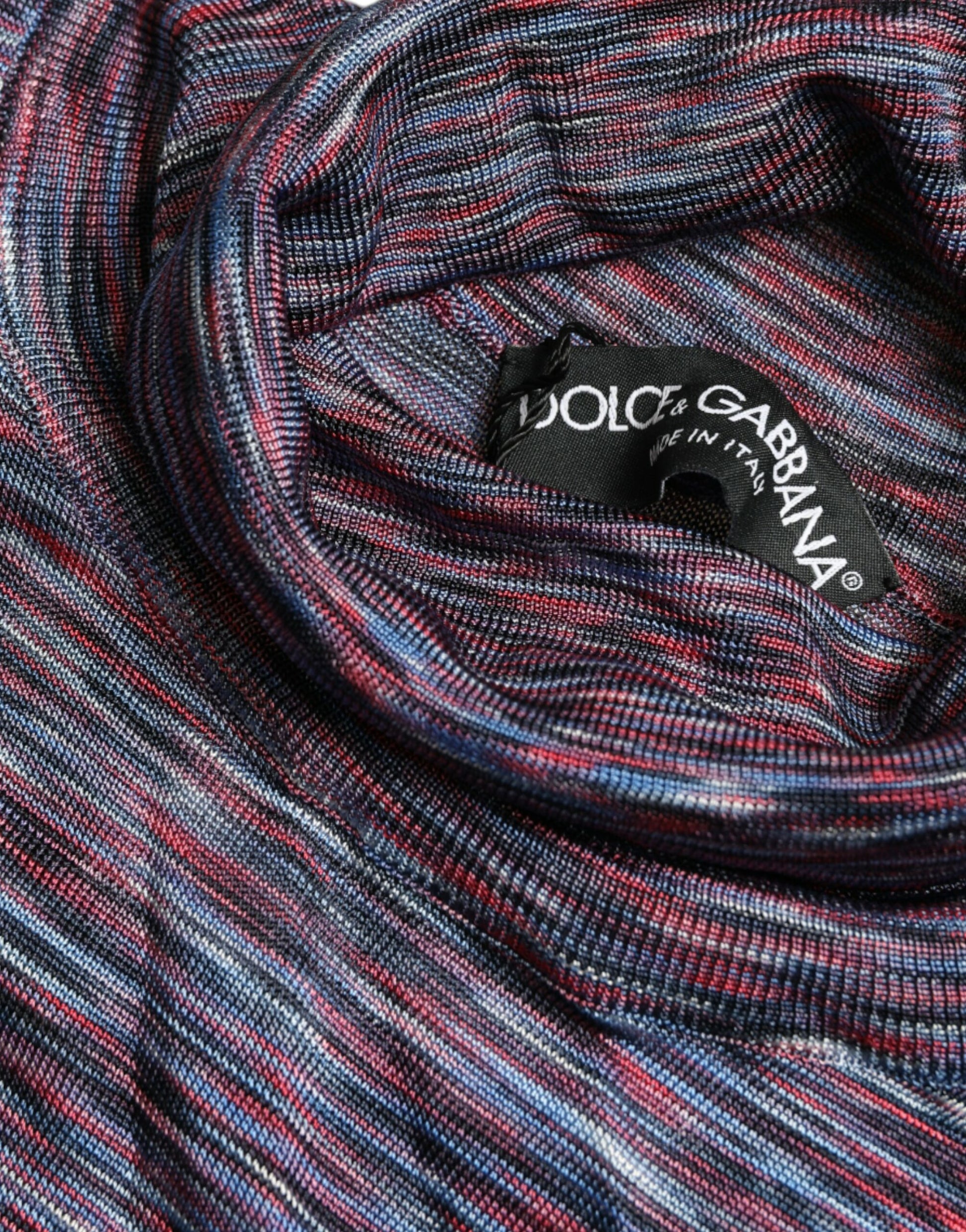 Dolce & Gabbana Blue Purple Turtleneck Pullover Sweater Dolce & Gabbana