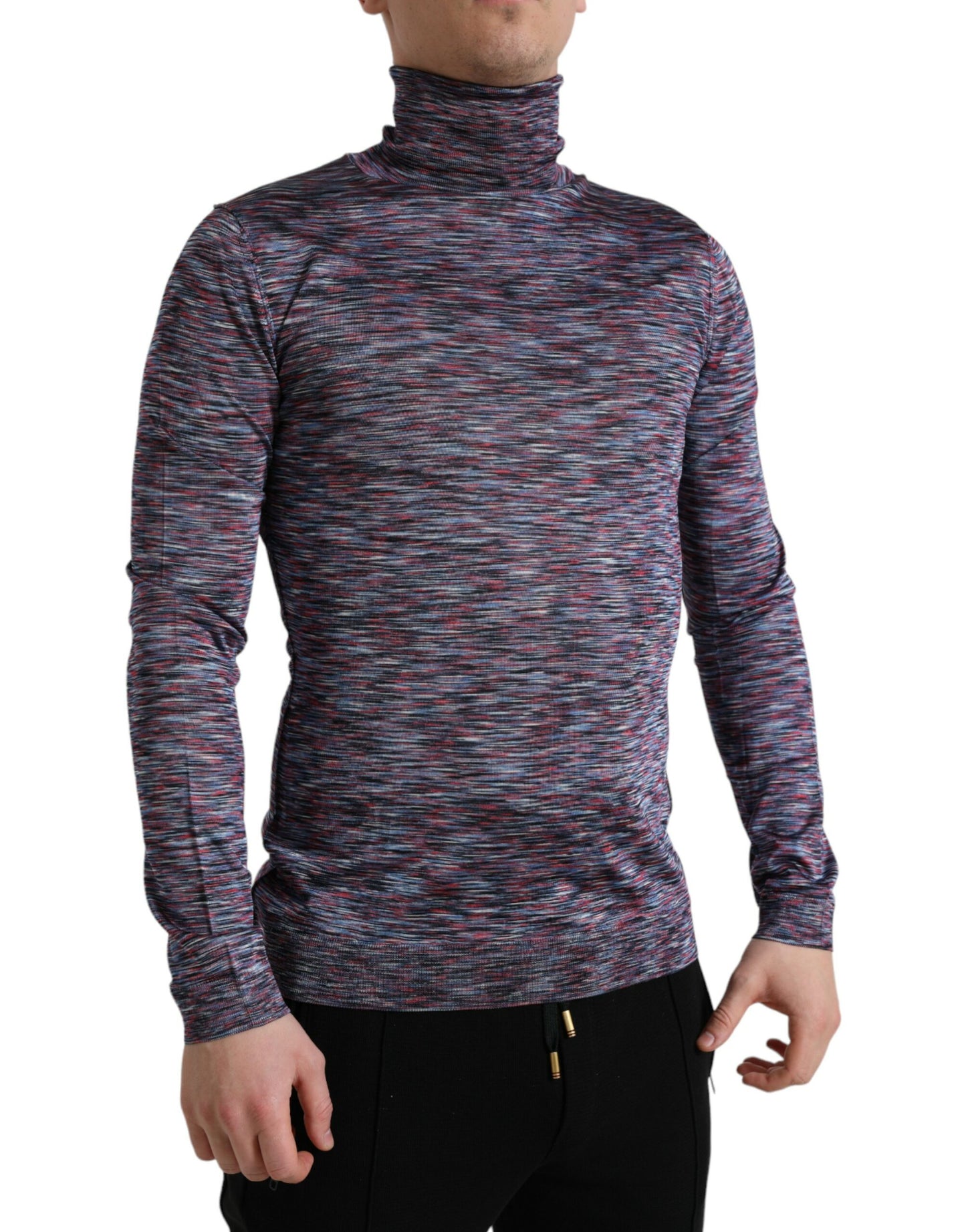 Dolce & Gabbana Blue Purple Turtleneck Pullover Sweater Dolce & Gabbana