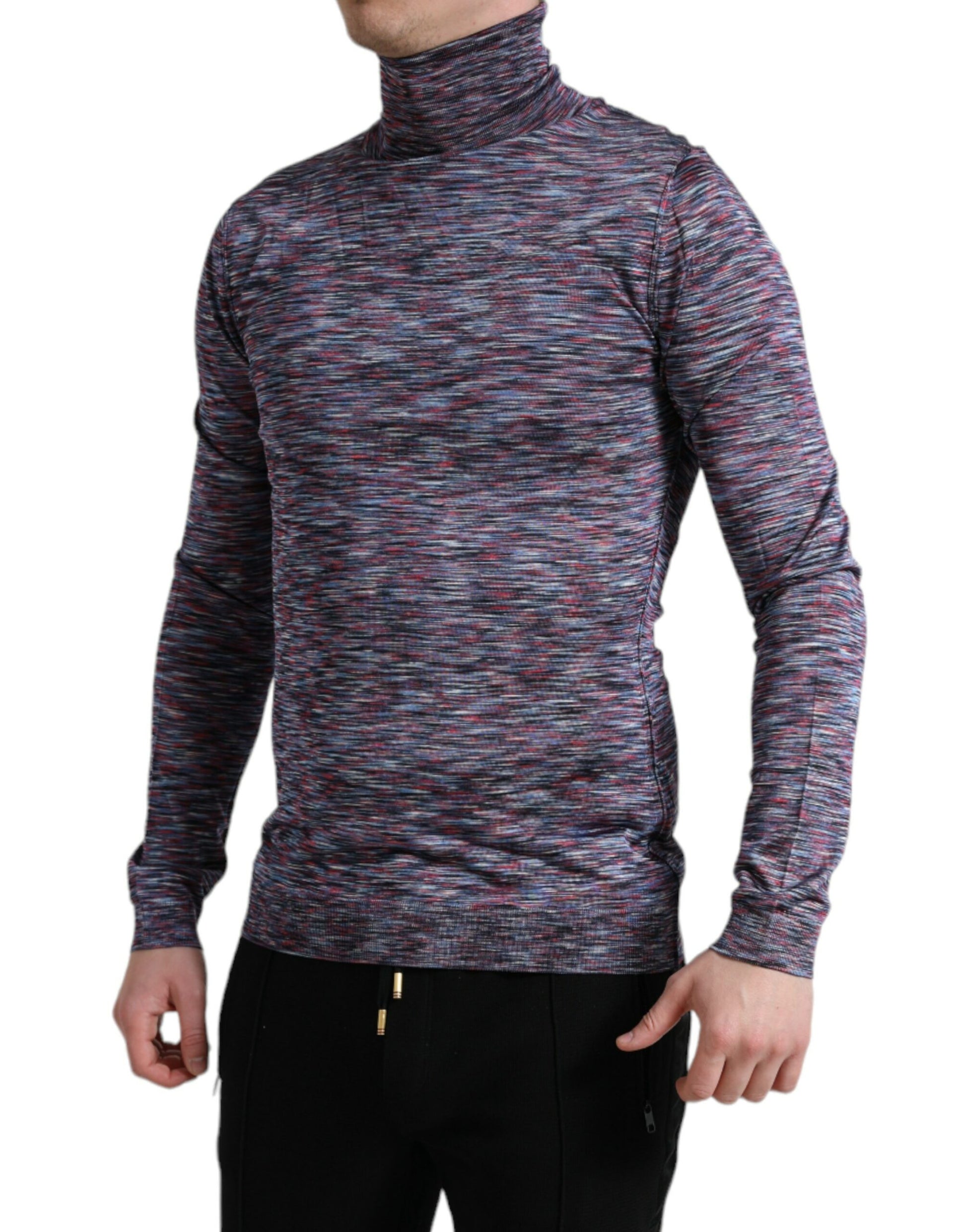 Dolce & Gabbana Blue Purple Turtleneck Pullover Sweater Dolce & Gabbana