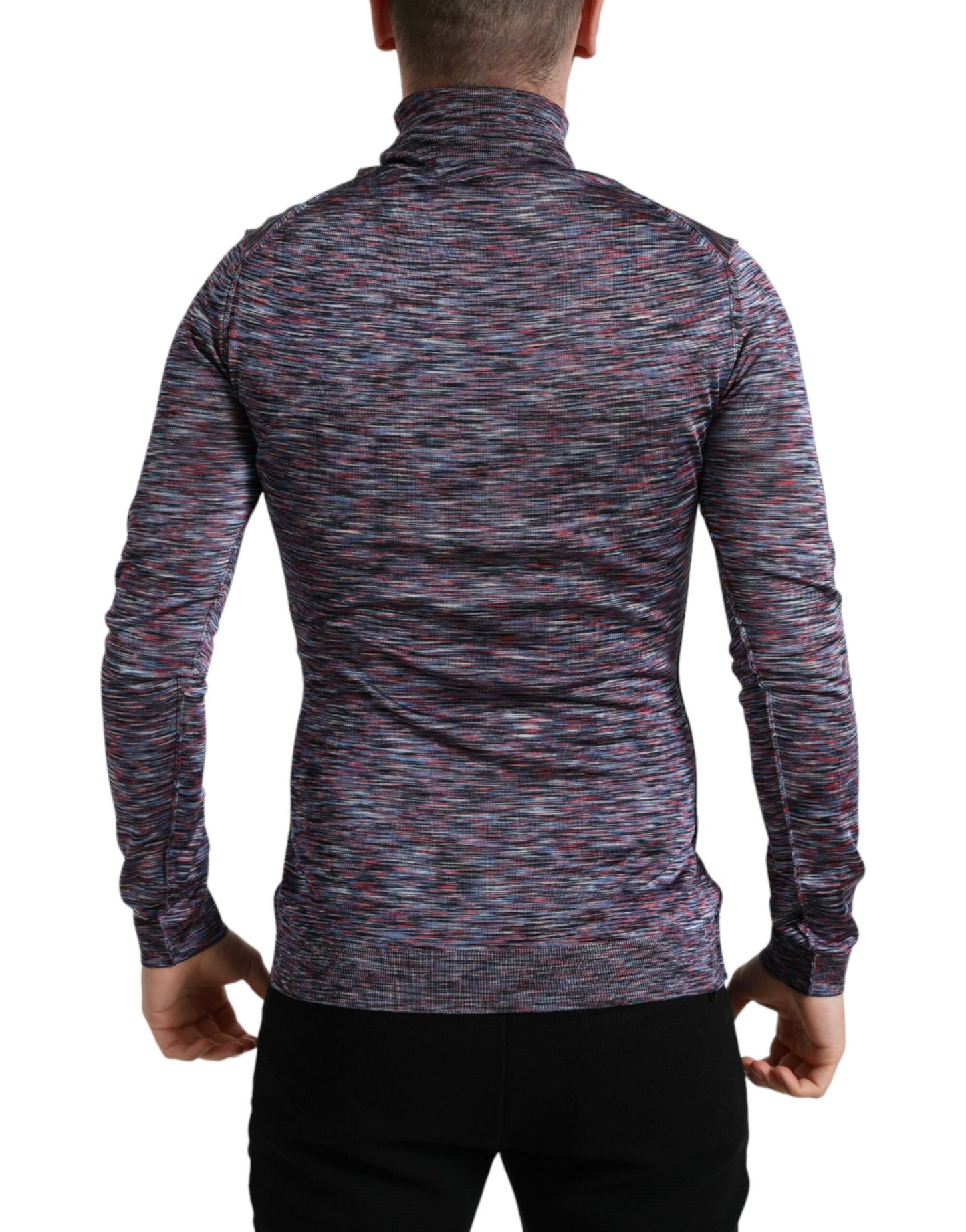 Dolce & Gabbana Blue Purple Turtleneck Pullover Sweater Dolce & Gabbana