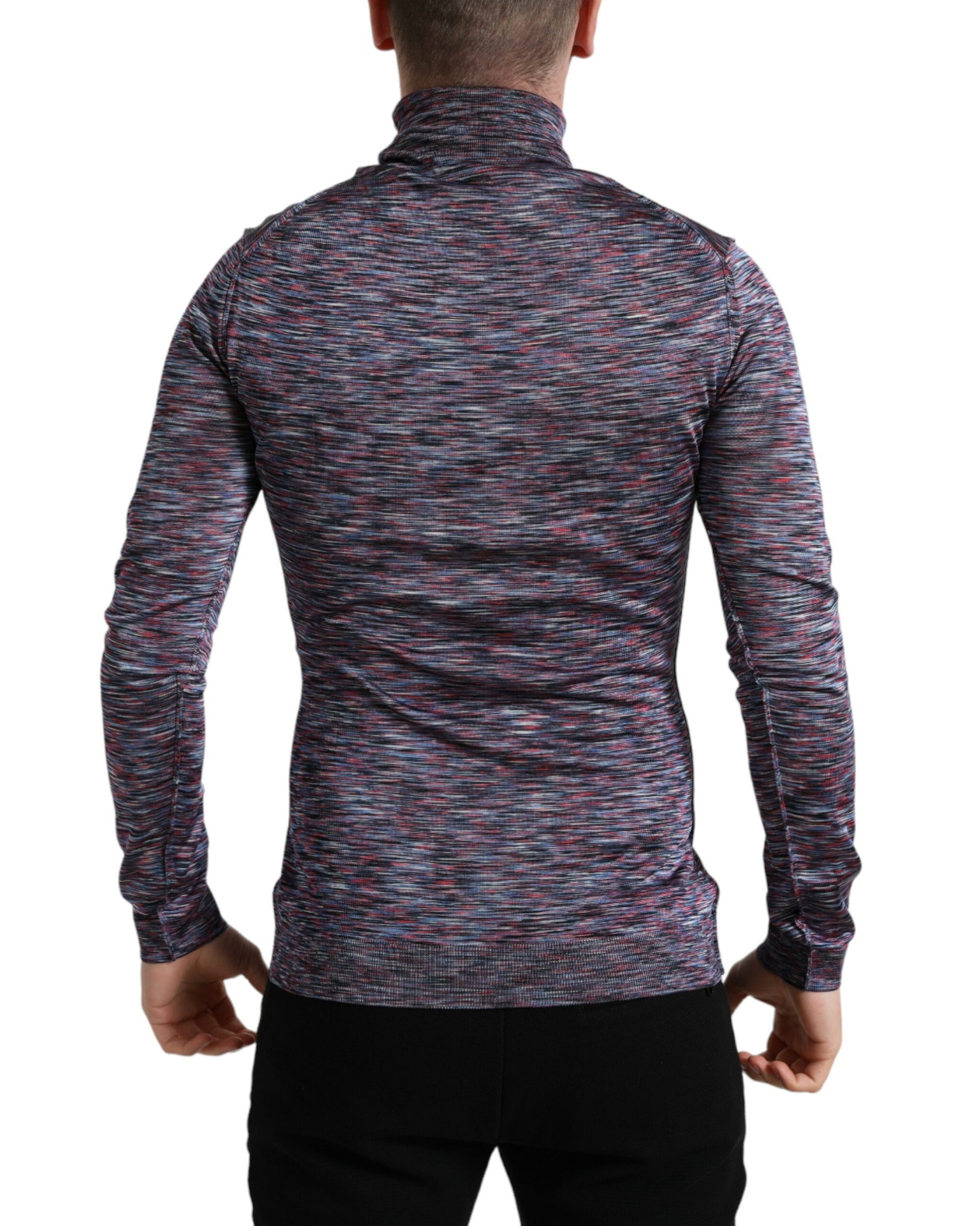 Dolce & Gabbana Blue Purple Turtleneck Pullover Sweater Dolce & Gabbana