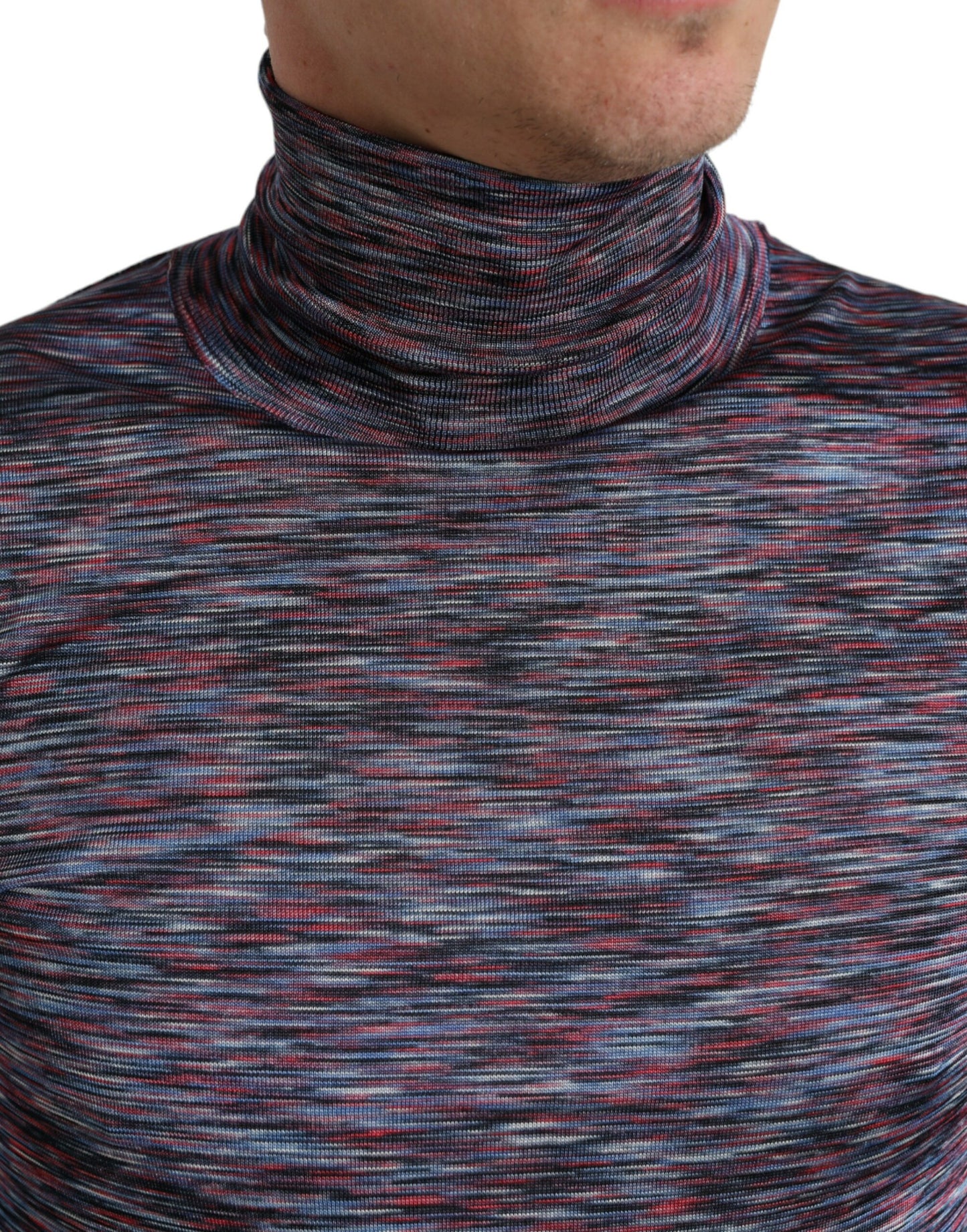 Dolce & Gabbana Blue Purple Turtleneck Pullover Sweater Dolce & Gabbana