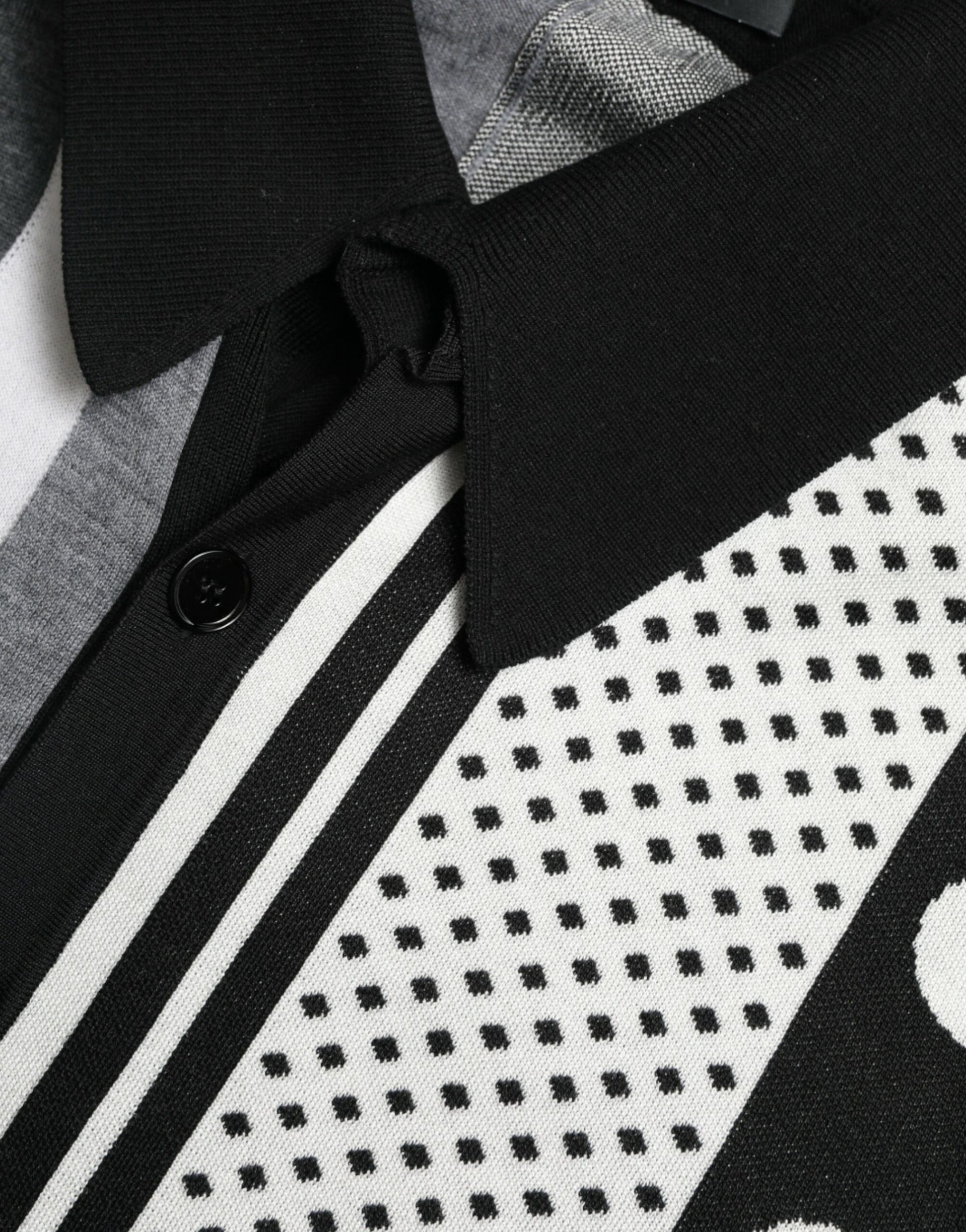 Dolce & Gabbana Black White Jumper Cardigan Polo Sweater Dolce & Gabbana